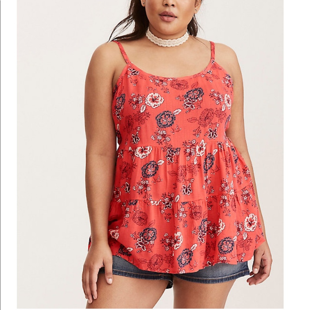 Floral print cross back babydoll tank